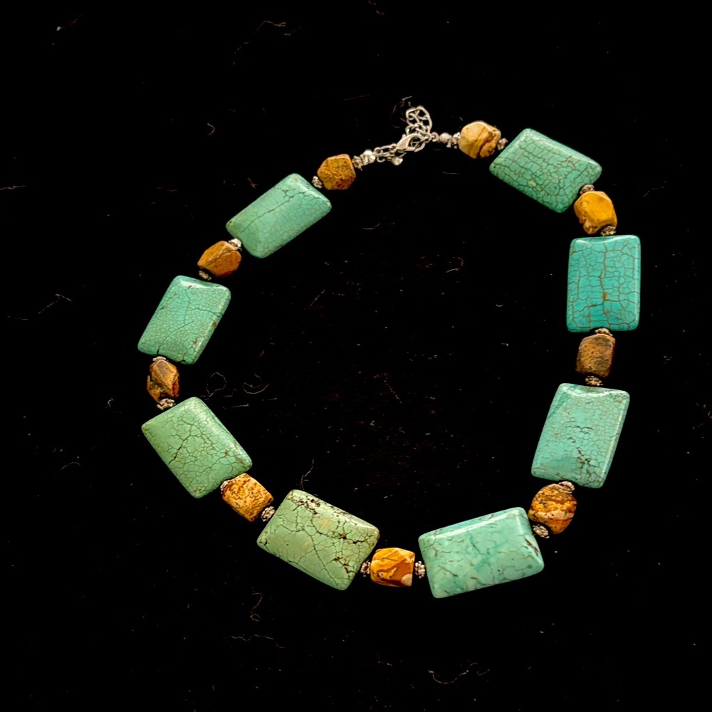 Turquoise and Gold Stone Necklace